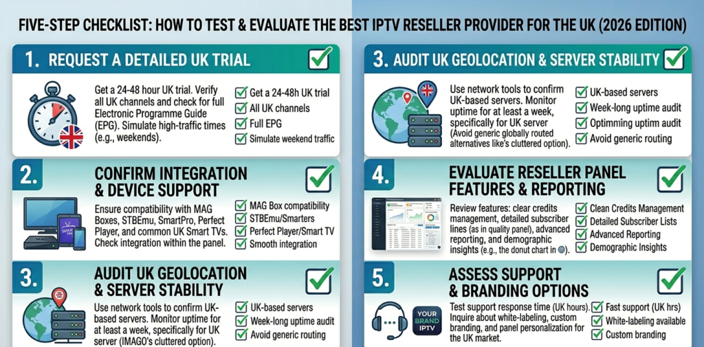 How to test and evaluate the best IPTV reseller provider in the UK — five step checklist for 2026